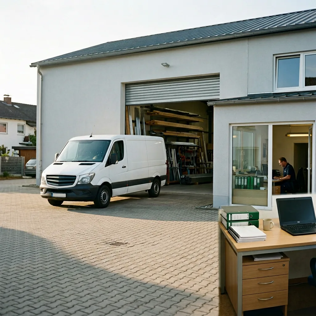 Außenansicht einer Handwerks-Werkstatt