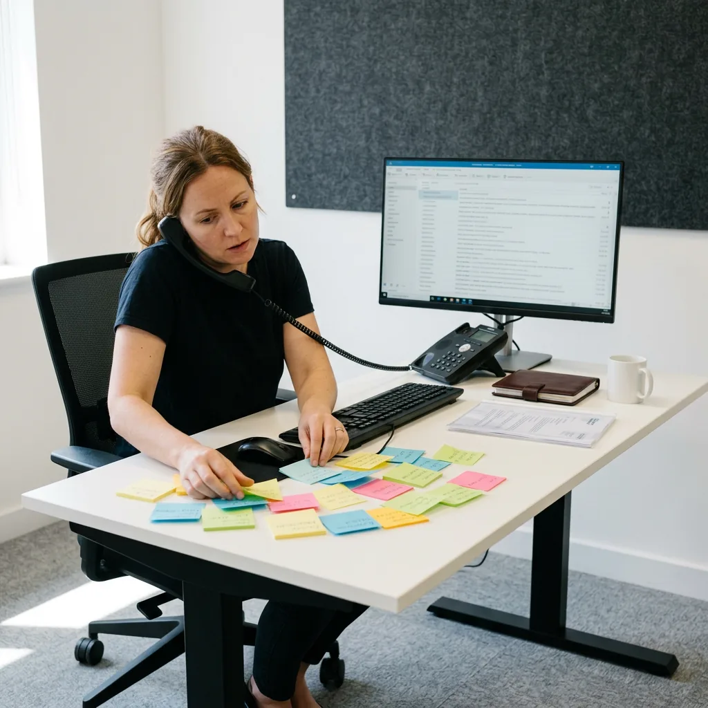 Notizen und Visitenkarten auf dem Schreibtisch eines Personalvermittlers